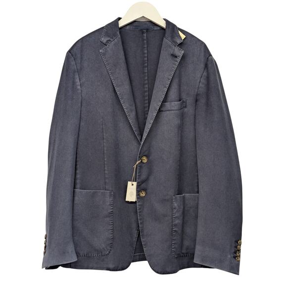 New $995 Eleventy EU sz eu 60 US 48navy blue solid sport coat jacket midweight